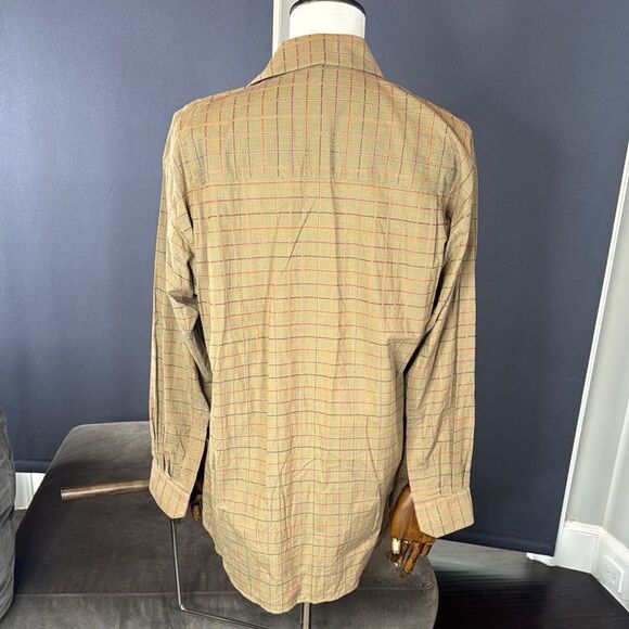 Men's Stubbs Collection Olive Check Long Sleeve Western Shirt Size L No Buttons - Picture 4 of 13